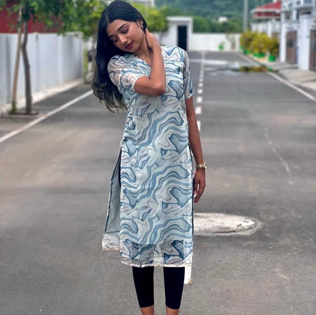 AL 166 Organza kurti with lining