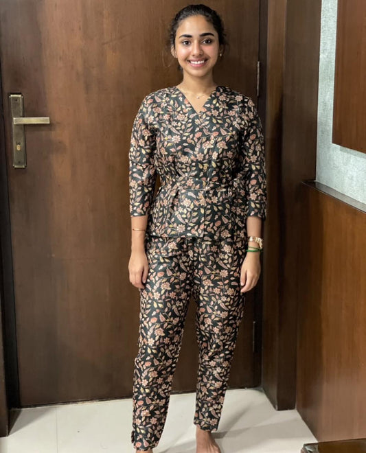 AL 215 Semi tussar co ords with lining