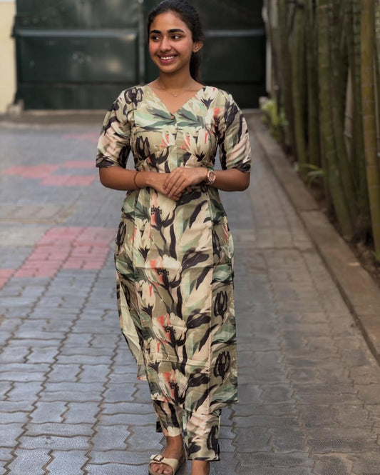 AL 216 Semi tussar co ords with lining