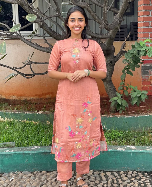 AL 282 Semi tussar co ords with lining